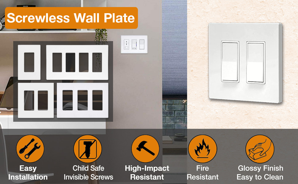 QPlus 1-Gang Screwless Wall Plate, Standard Outlet Cover(图1)